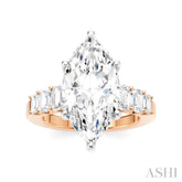 1 1/4 Ctw Marquise Shape Emerald and Round Cut Diamond Semi-Mount Engagement Ring in 14K Rose and White Gold